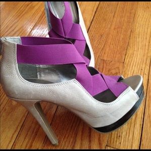 Purple strap gray booties by The Limited